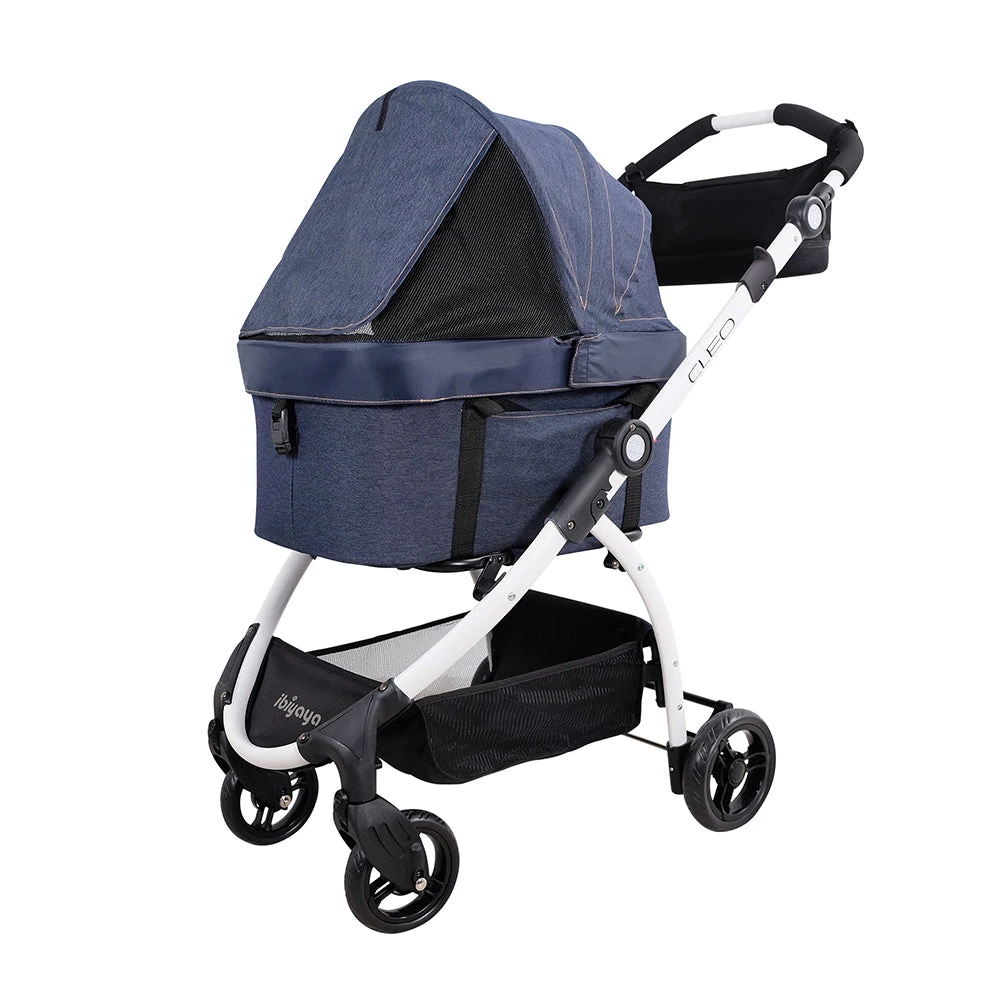 01_FS2191-B_dog-stroller_fix_2000x.webp Ibiyaya CLEO Pet Stroller & Car Seat Travel System, Blue Jeans - Image 1