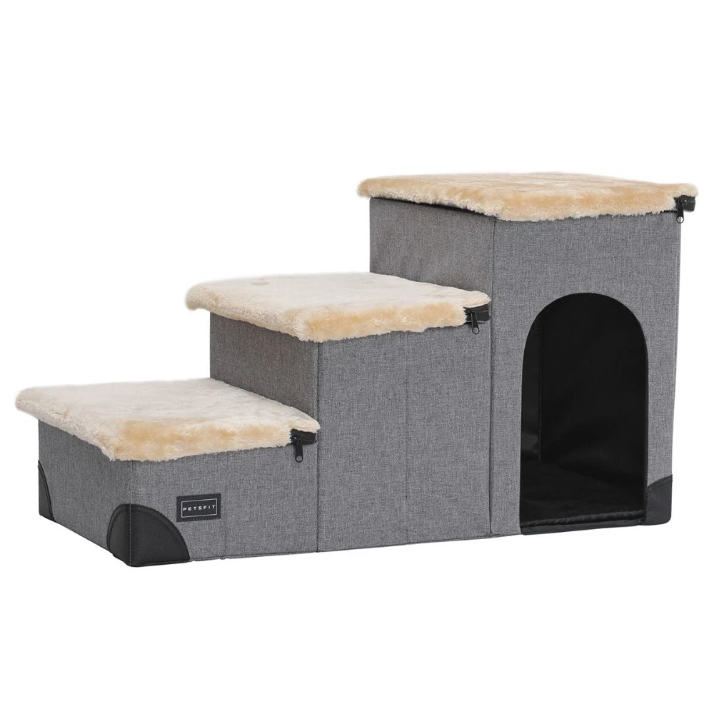 31_3845503a-96f4-46b5-b52e-aaebc621b9da_2000x.webp 3-Step Plush Dog Stairs and Storage - Image 1