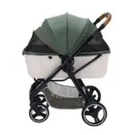 Ibiyaya Retro Luxe Pet Stroller for Cats & Dogs, Soft Sage - Image 2