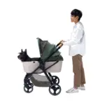 Ibiyaya Retro Luxe Pet Stroller for Cats & Dogs, Soft Sage - Image 8