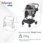Ibiyaya Travois Tri-Fold Pet Travel System, Taupe Grey - Image 7