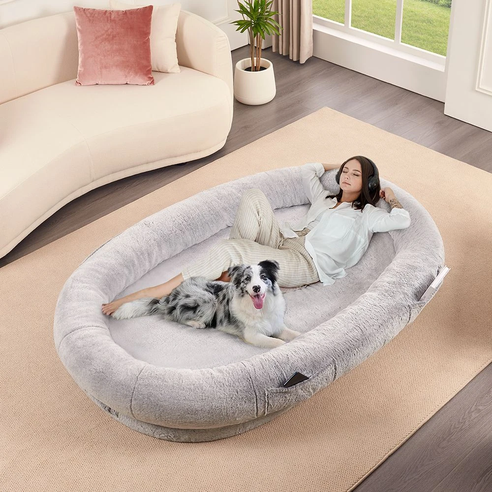 GMW-1937-LG-1_2000x.webp Comfort Plus Human Dog Bed, Light Grey - Image 1