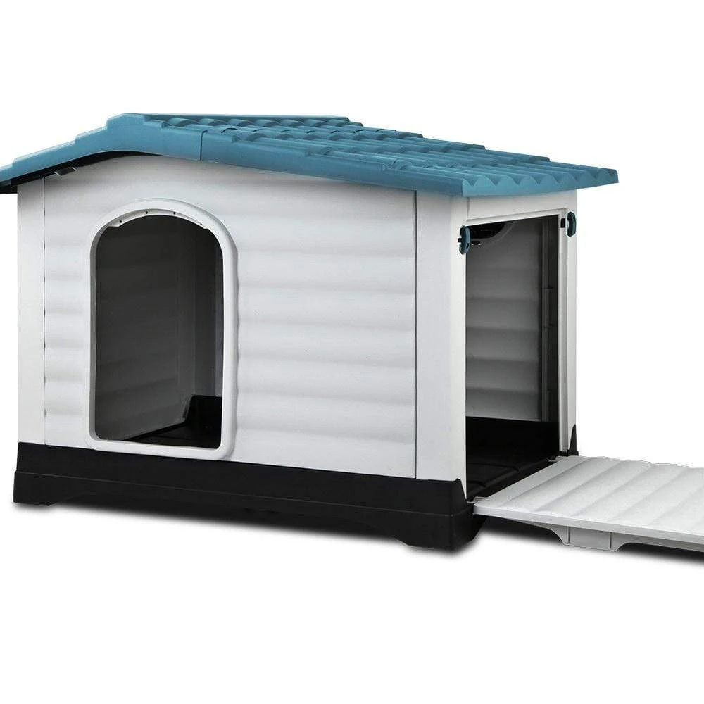 dsz-dog-house-outdoor-dog-house-waterproof-plastic-kennel-large-blue-15108709384295_2000x-1.webp Outdoor Dual-Entry Dog House, Blue - Image 1