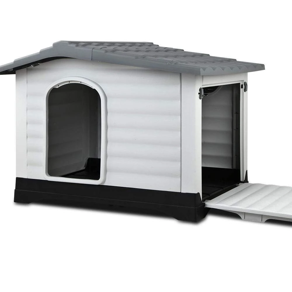 dsz-dog-house-outdoor-dog-house-waterproof-plastic-kennel-large-grey-7498805772391_2000x-1.webp Outdoor Dual-Entry Dog House, Grey - Image 1