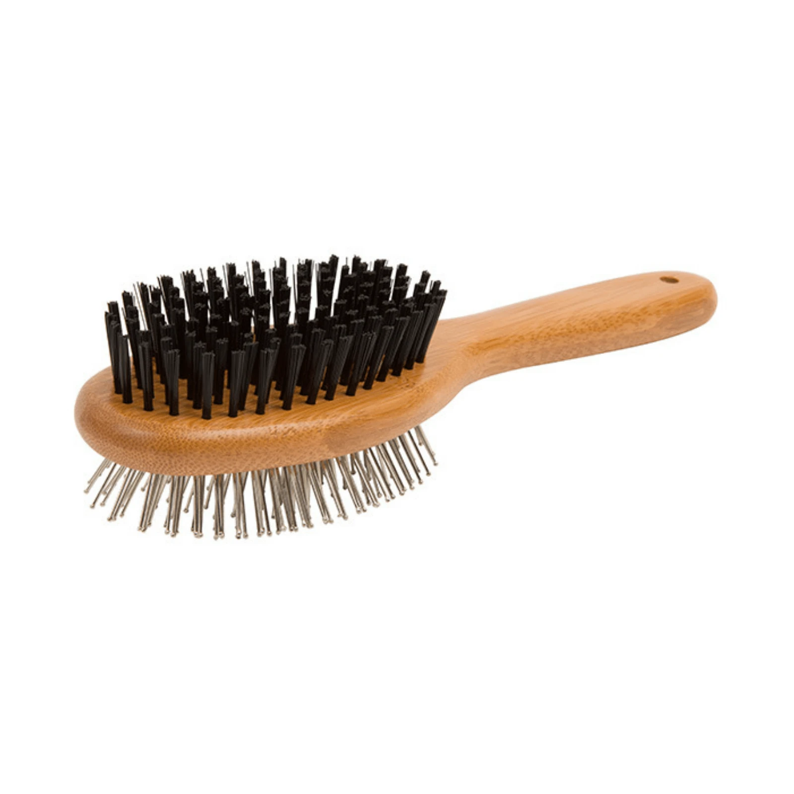 dog licking legs grooming brush