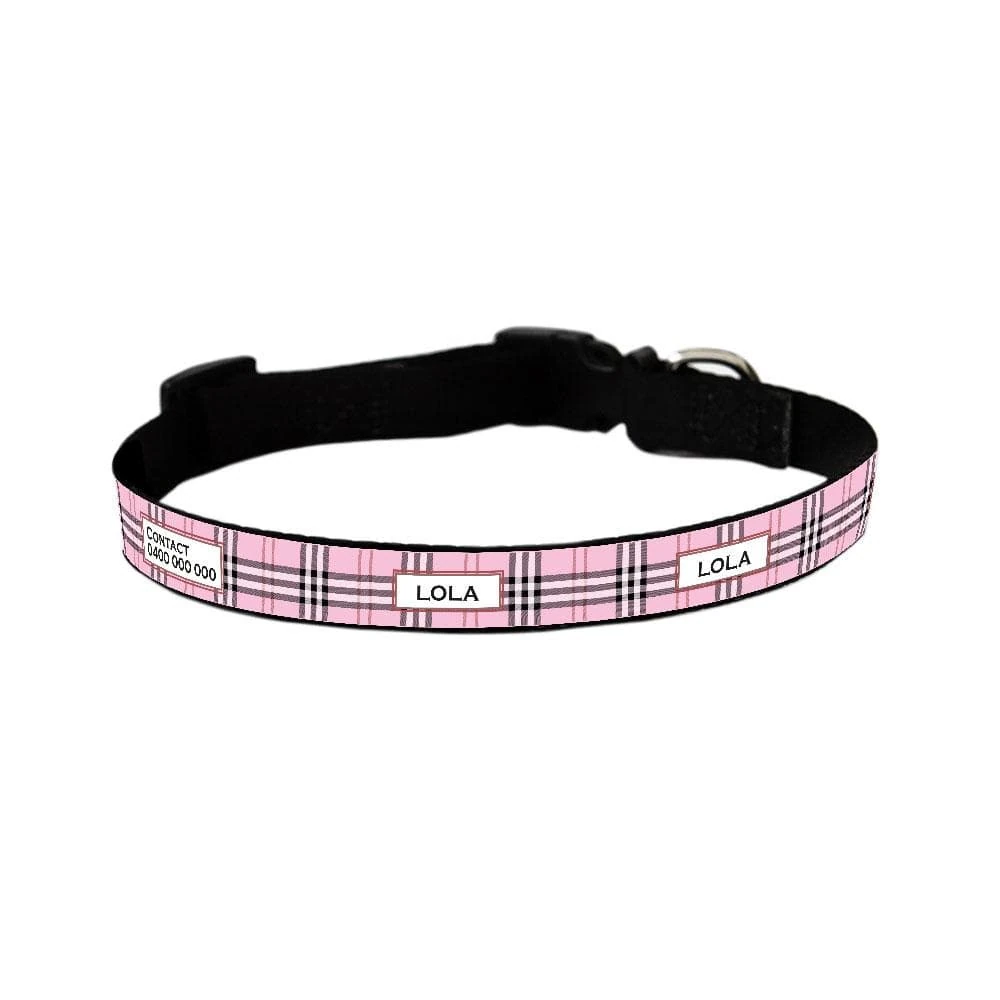 id-pet-dog-collar-small-31-41cm-personalised-dog-collar-furberry-pink-3907997073511_2000x.webp Personalised Dog Collar - Furberry, Pink - Image 1