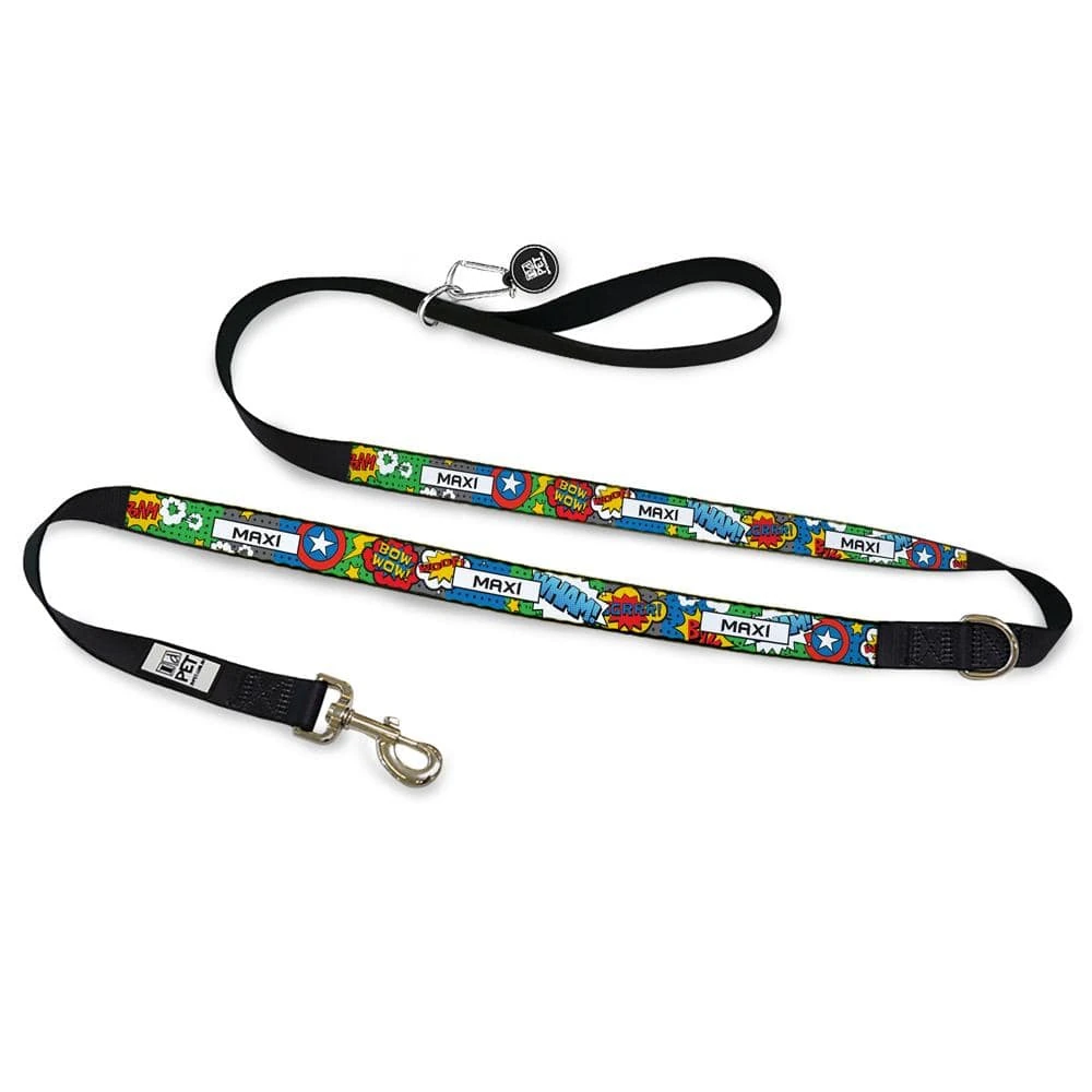 id-pet-dog-leash-personalised-dog-leash-superhero-comic-13526804562023_2000x.webp Personalised Dog Leash - Superhero Comic - Image 1