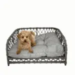 Jacob Outdoor Wicker Rope Elevated Dog Bed, Grey - Image 2